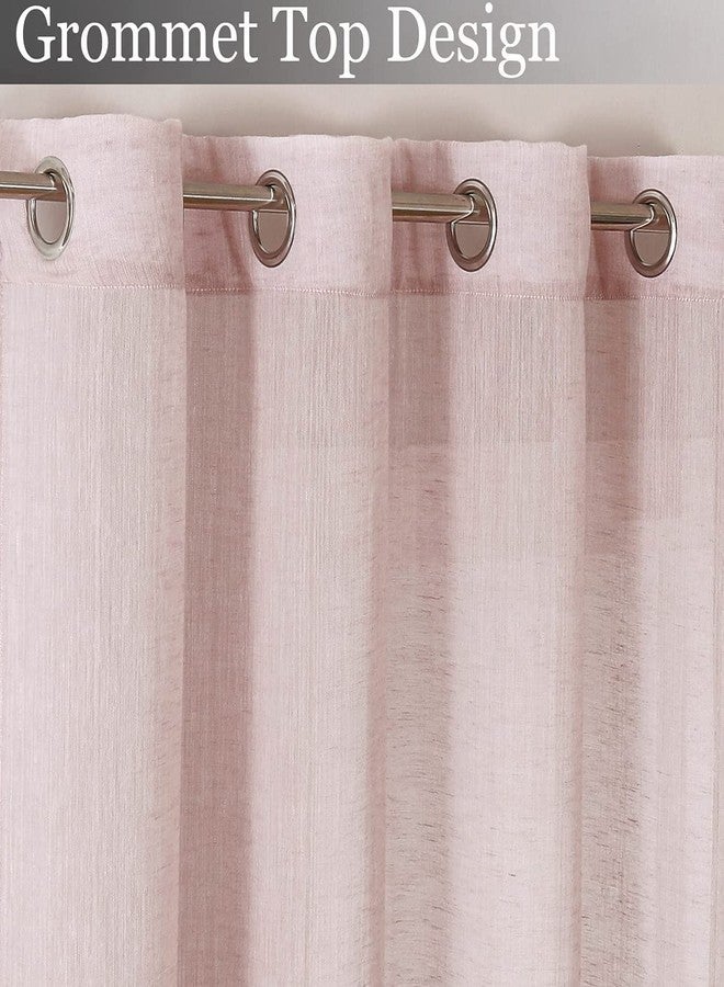 MISS SELECTEX Miss SELETEX Blush Pink Natural Linen Sheer Curtains for Living Room Elegant Kitchen Curtains Grommet Light Filtering Nursery Curtains Window Voile Linen Textured Panels for Bedroom 2 Panels 52Wx54L - Image 3